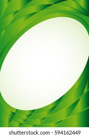 Abstract green background with waves and a white oval in the middle to place texts. Size A4 - 21cm x 30cm - Vector image