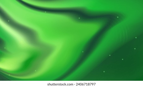 abstrakter grüner Hintergrund mit Wellen, Polarlichter, Vektorgrafik