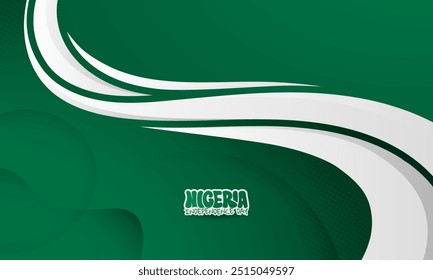 Abstract Green background with waving flat white shape design. Nigeria independence day. Also good template for nigeria national day campaign