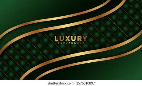 abstract green background with wavy gold lines. textured background. isolated background and golden light.