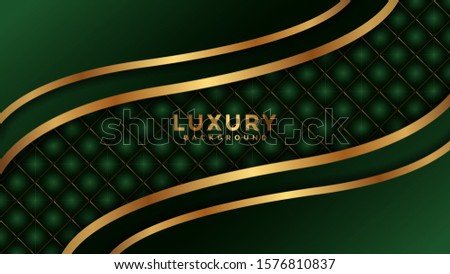 abstract green background with wavy gold lines. textured background. isolated background and golden light.