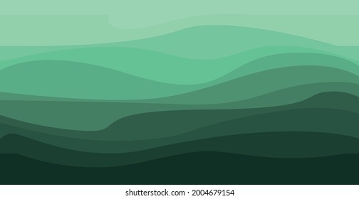 Resumen de fondo verde con líneas onduladas - Ilustración vectorial