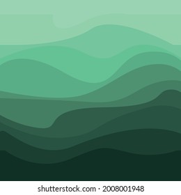 Resumen de fondo verde con líneas onduladas - Ilustración vectorial