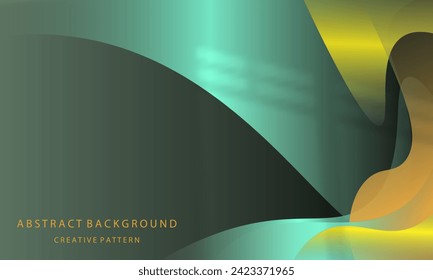 Abstract green background with wavy lines and shadows. Vector illustration.