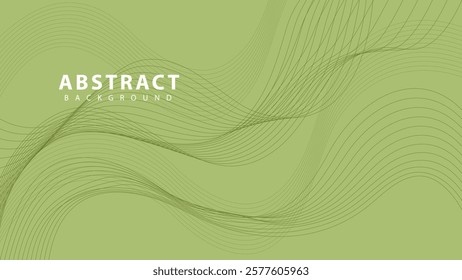 Abstract green background with wavy lines. Design element for banner, flyer or presentation. Vector illustration