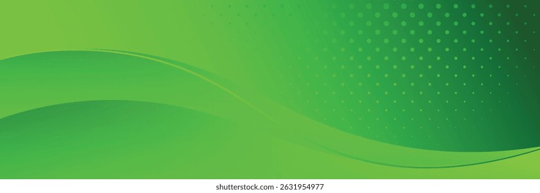 Abstract Green Background With Wavy Lines and Dotted Gradient Patterns