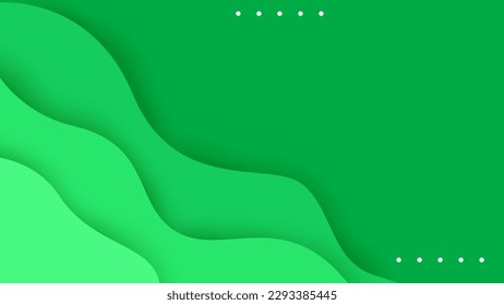 Abstract green background with wavy and modern papercut style