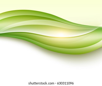 Abstract green background, wavy vector illustration 