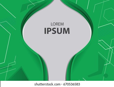 Abstract Green background and white hexagon line vector.