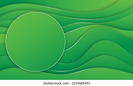 Abstract green background with white wave lines. - Vector.