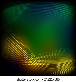 Abstract green background with green and yellow lines