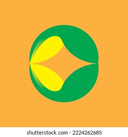 Abstract green ball with star in the middle.