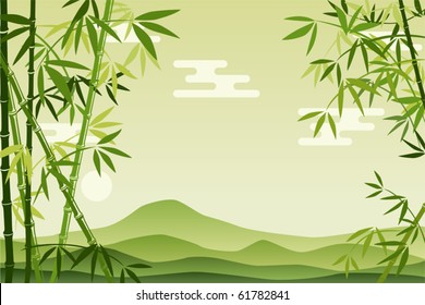 Abstract Green Bamboo Background. Illustration vector.