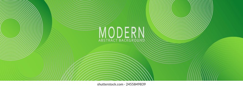 fondo de Anuncio verde abstracto con líneas circulares. Vector