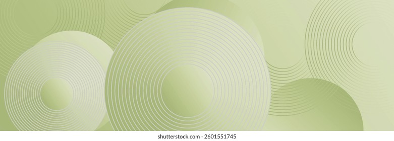 abstract green banner background with circle lines. vector