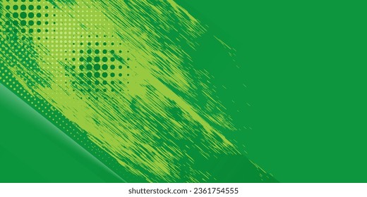 abstract green banner background with diagonal stripes and dot halftone. vector illustration