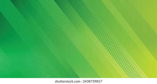 abstract green banner background with diagonal stripes and dot halftone