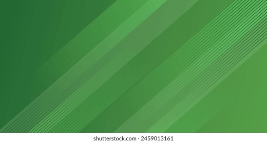 abstract green banner background with diagonal lines and shapes. vector illustration