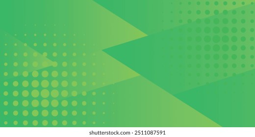 abstract green banner background with diagonal stripes and dot halftone.modern