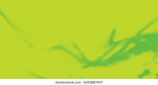 Fondo de Anuncio verde abstracto con rayas diagonales y semitono de punto. Moderno	
