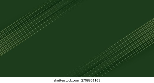 Fondo de Anuncio verde abstracto con rayas diagonales y semitono de puntos. Vector EPS10