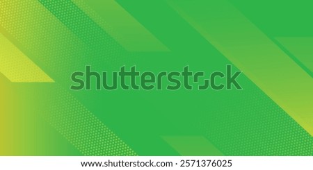 abstract green banner background with diagonal stripes and dot halftone. vector illustration