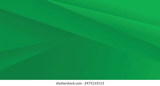 Abstract green banner background vector with diagonal stripes, triangle geometric shapes, multiply, and overlay layers.