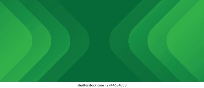 Abstract green banner background vector with diagonal stripes, triangle geometric shapes, multiply, and overlay layers.