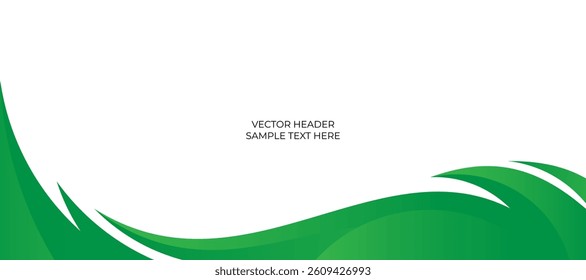 Abstract green banner background. Abstract green wave header background with a white space for text