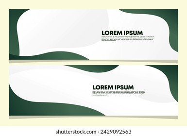 Diseño de banner verde. Fondo en forma de vector fluido. Patrón de banner de plantilla gráfica moderna para redes sociales y sitios web