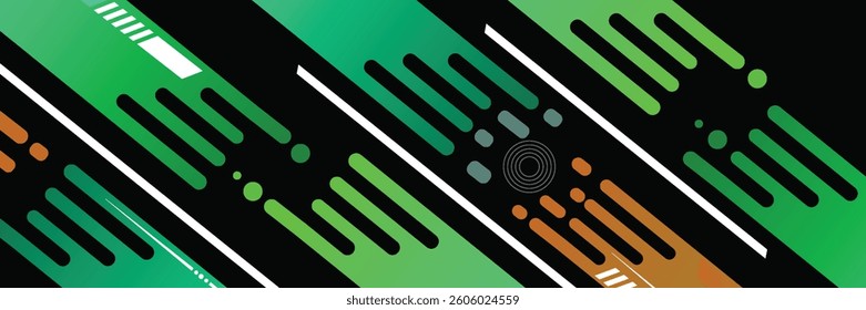 Abstract green banner design vector, dynamic sporty horizontal background template for media promotion or web banner