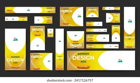 Abstract green banner design web template Set. Vertical, Horizontal, square, header, footer web banner. vector