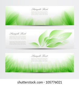 Abstract green banner set, vector design for website.