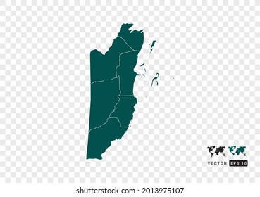Resumen del mapa verde de Belice. Diseño de fondo transparente vectorial.