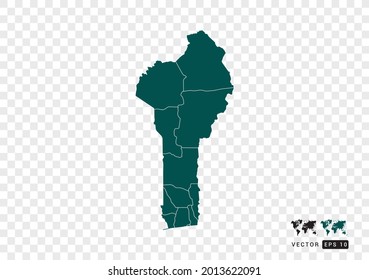 Abstract green Benin map. Design vector transparent background.