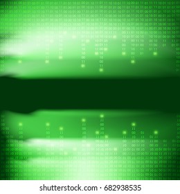 Abstract green binary code background. Matrix style. EPS10 vector.