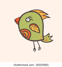 Abstract green bird. Vector illustration
