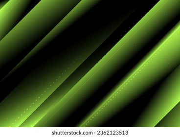 abstract green and black background with diagonal stripes and dot halftone. vector illustration
