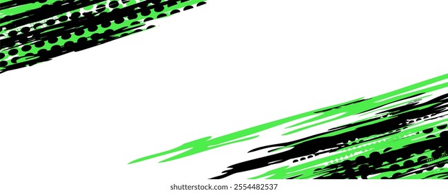 Abstract green and black brushstroke design.