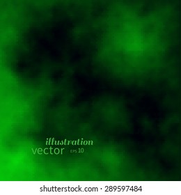 Abstract green and black clouds or fire flames. Colorful vector background.
