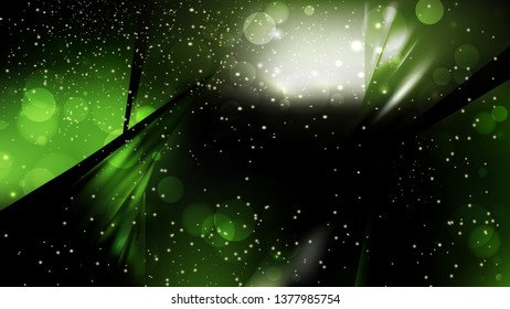 Abstract Green and Black Defocused Lights Background Image