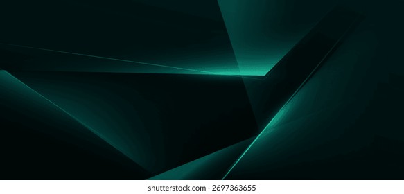 Fondo geométrico verde y negro Abstractas. Líneas modernas y luz