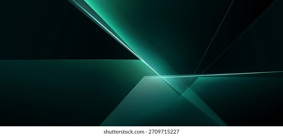 Abstrakter geometrischer Hintergrund in Grün und Schwarz. Moderne Linien und Licht