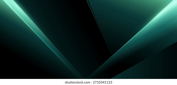 Fondo geométrico verde y negro Abstractas. Líneas modernas y luz