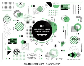 Abstract green and black geometric memphis shape of modern elements cover design background. Use for poster, artwork, template design, ad, print. illustration vector eps10