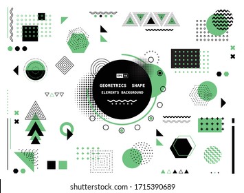 Abstract green and black geometric modern shape elements cover background. Use for poster, artwork, template design, ad, print. illustration vector eps10