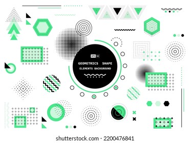 Abstract green and black geometric modern shape elements cover background. Pattern design of geometrical background. Vector