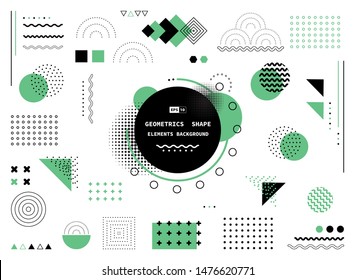 Abstract green and black geometric shape of modern elements cover design. Use for poster, artwork, template design, ad, print. illustration vector eps10