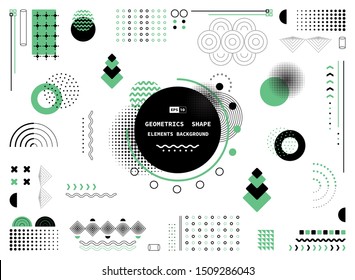 Forma geométrica abstrata verde e preta de elementos modernos cobrem o fundo do design. Use para cartaz, arte, design de modelo, anúncio, impressão. ilustração vetorial eps10