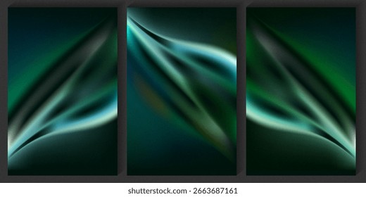 Abstrakter, grüner und schwarzer Farbverlauf mit sanften Kurven und Mischfarben.